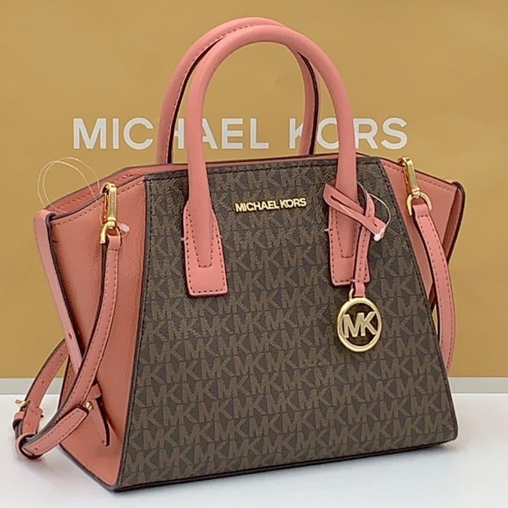 Michael Kors Avril Small Logo Top-Zip Satchel Sunset Rose